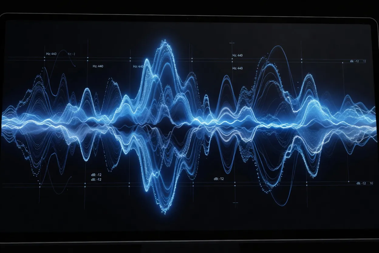 Onde sonore et intelligence artificielle représentant le clonage vocal