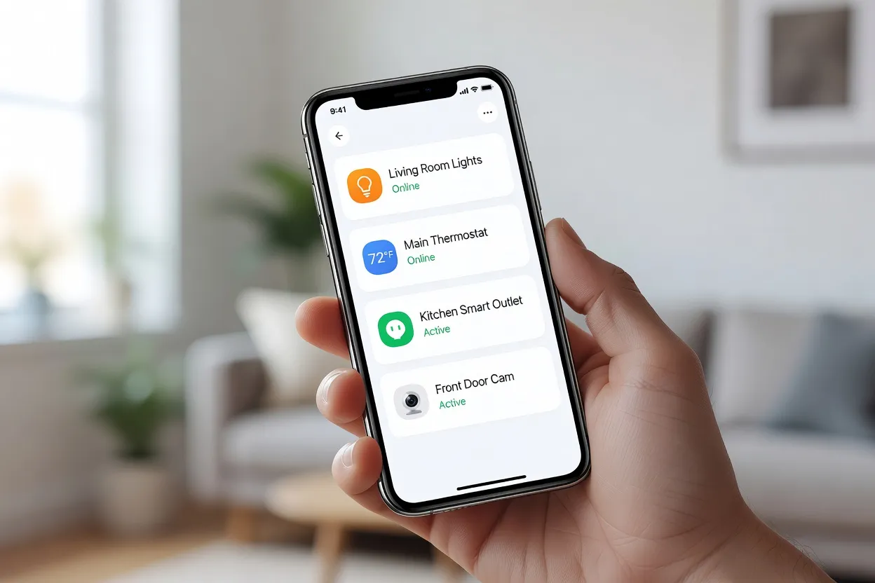 Interface d’application mobile contrôlant des objets domotiques