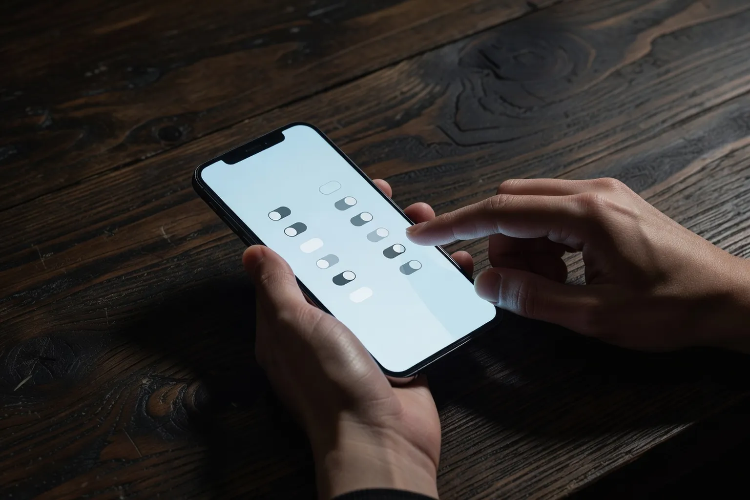 Capture éditoriale d'un écran de smartphone affichant les paramètres de confidentialité TikTok avec l'option compte privé activée, fond sombre