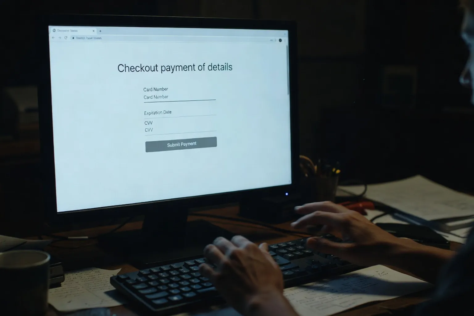 Photographie éditoriale en plongée d'un ordinateur portable affichant un message d'erreur de boutique désactivée, lumière tamisée