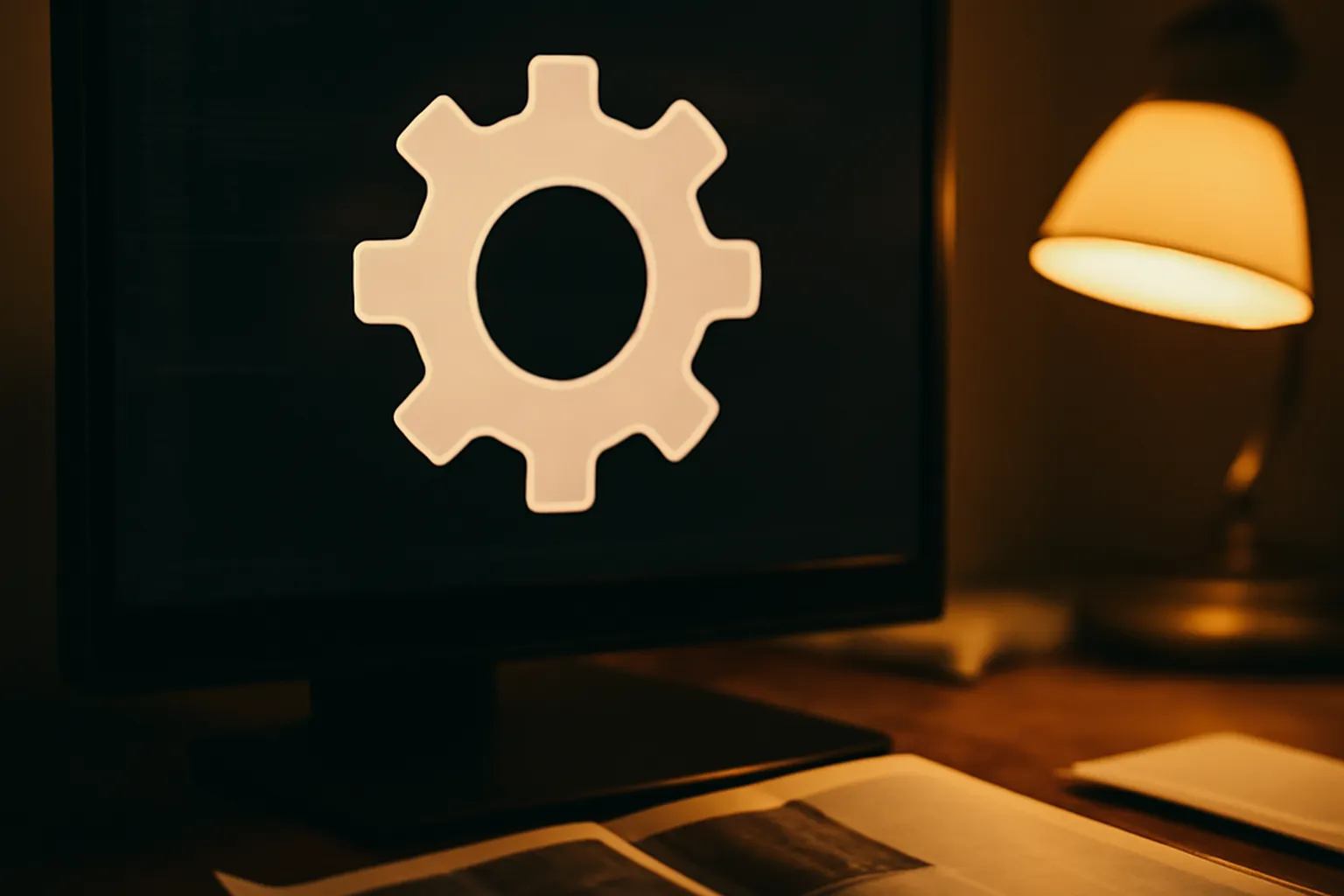 Photographie éditoriale d'un ordinateur ancien posé sur un bureau en bois, avec en arrière-plan flou un écran affichant Linux Mint et un autre Windows 11, ambiance pédagogique